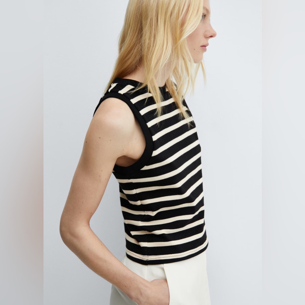 Mango Black and Cream Striped Tank Top - Picture 5 of 7